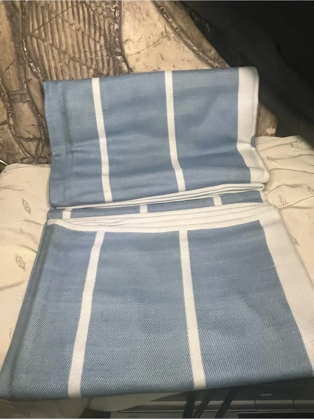 Mika Home Nautical Reversible Blue Bamboo Fiber Oversized Throw Blanket 50”x70”